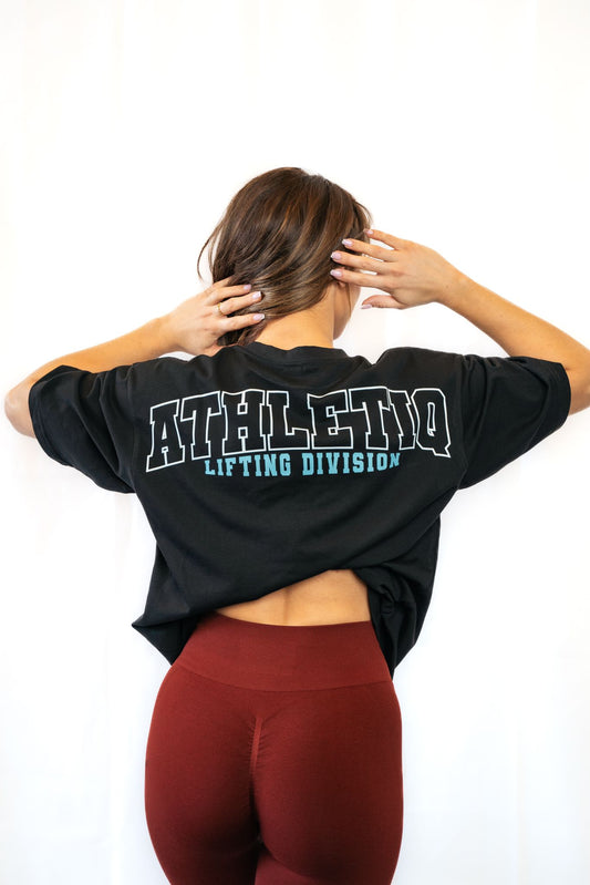 Lifting Division Varsity Oversized T-Shirt | Black/Turquoise